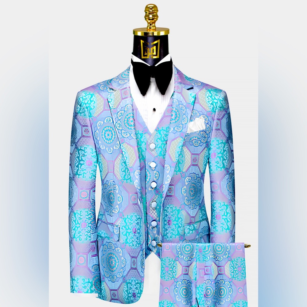 Purple & Turquoise Mandala Suit – 3 Piece